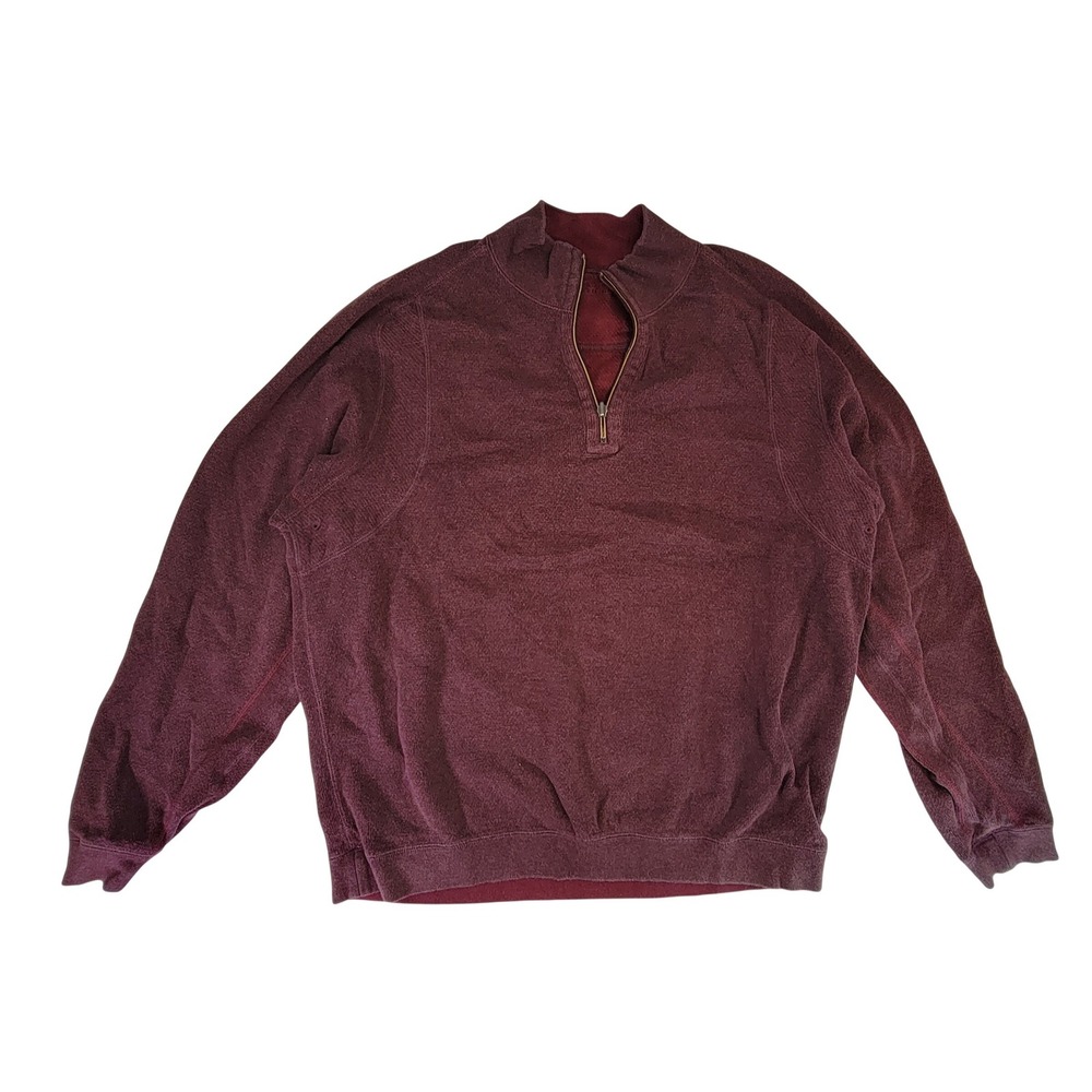 Tommy Bahama Mens Burgundy Quarter Zip Pullover Sweatshirt Size XL